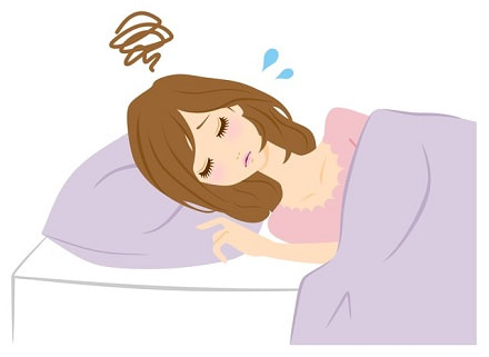 眠れずに困っている女性のイラスト