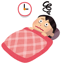 眠れずに目の下にクマができてしまった女性のイラスト