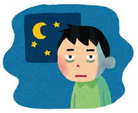 眠れずにボーッとしてしまう男性のイラスト