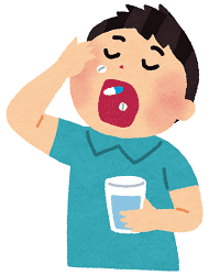 薬を飲む男性のイラスト