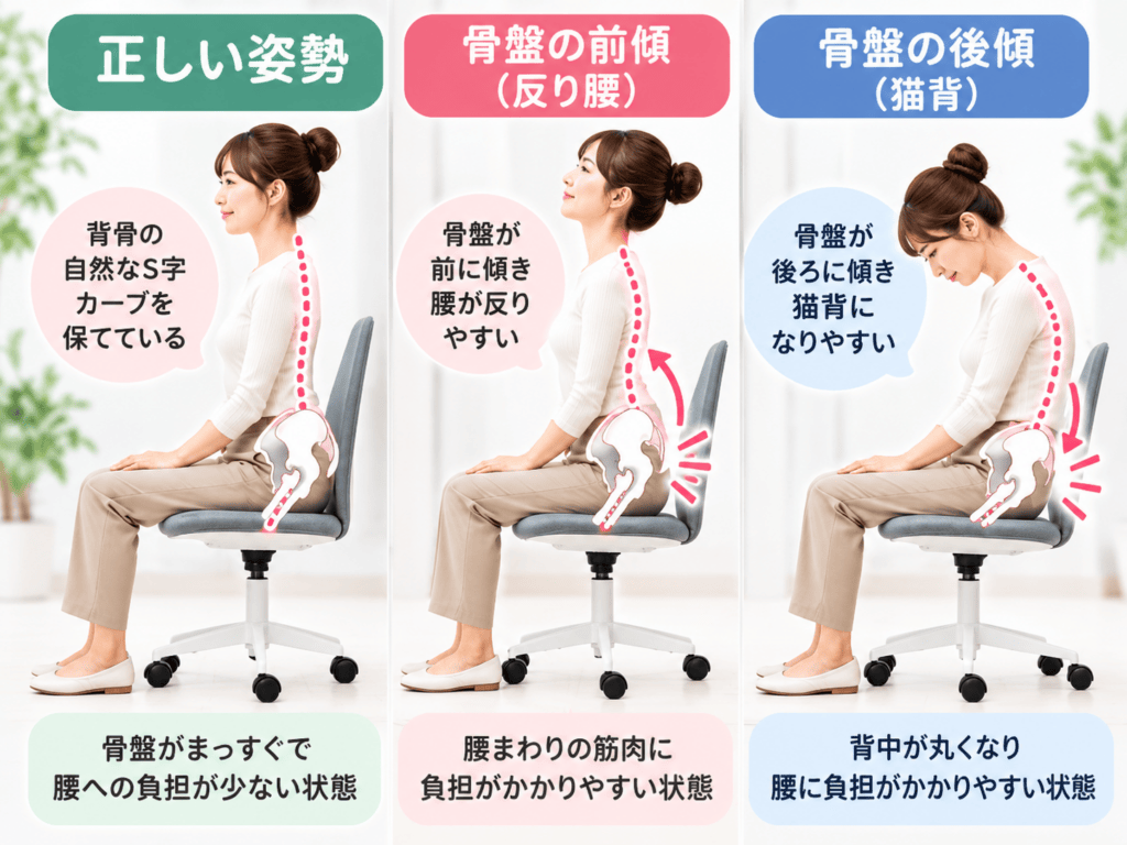 デスクワーク中の座り姿勢チェック
